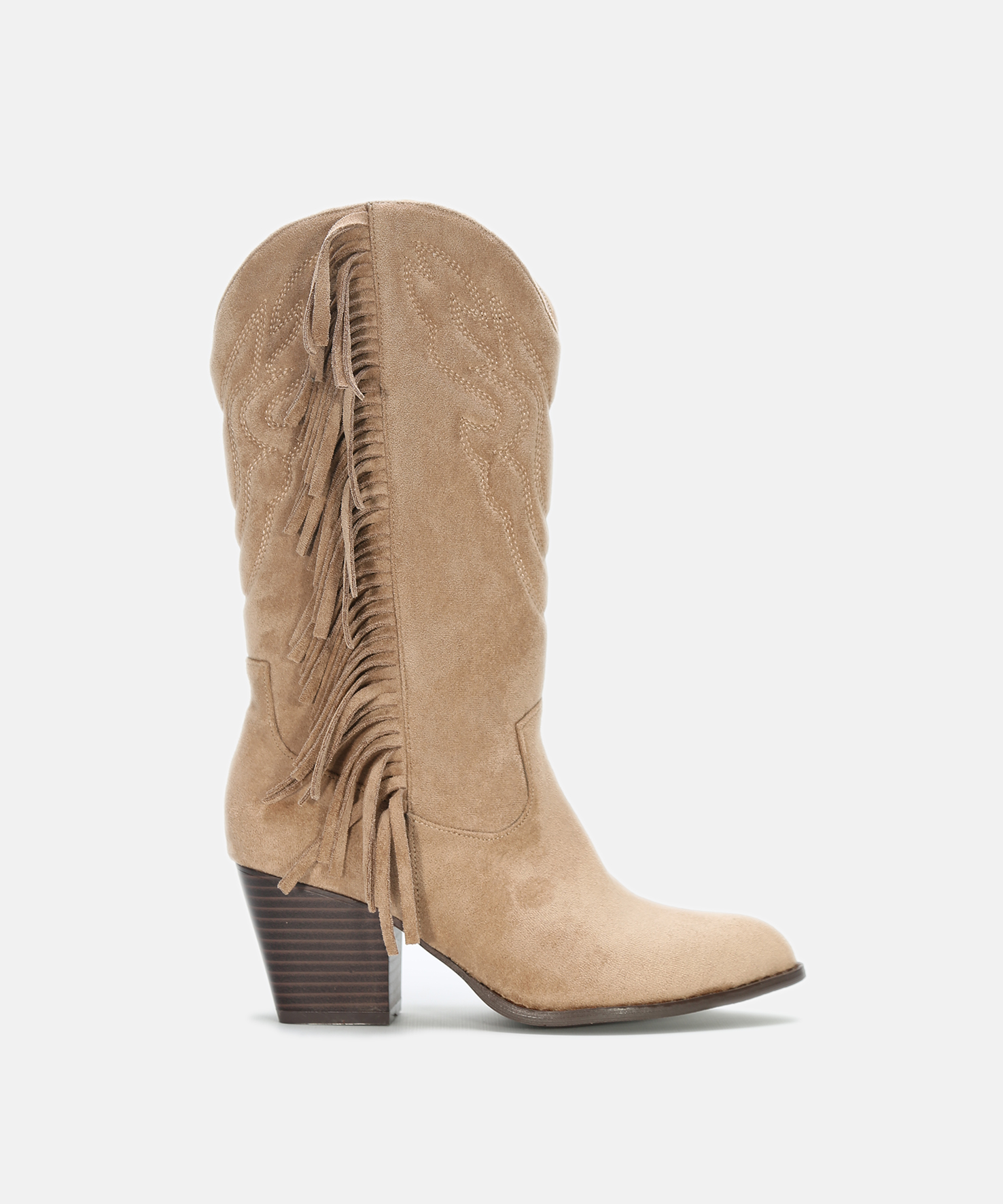 Botas cowboy flecos tac&oacute;n media ca&ntilde;a image number null